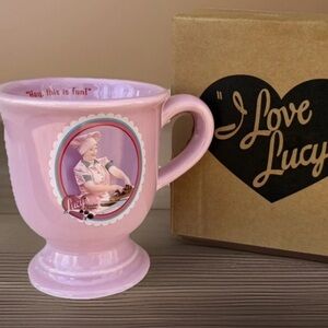 New! I Love Lucy  Pink Coffee Cup Pedestal Mug 12oz Candy Factory/Job Switching
